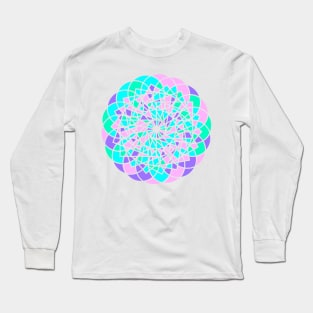 Geometric repeated elements in digital mandala in random bright neon colors Long Sleeve T-Shirt